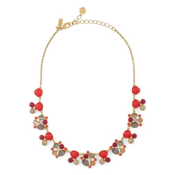 Kate Spade New York Bashful Blossom Statement Necklace Rhinestone Coral Pink - Picture 10 of 10